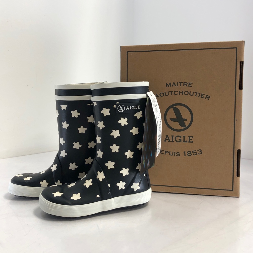 Like New Aigle "Lolly Pop" Rain Boots in Marine Etoile Size 27/10
